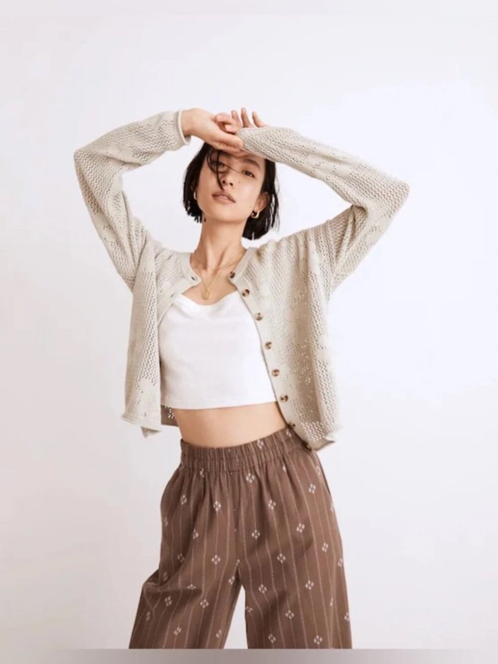 Madewell Floral Open-Stitch Cardigan Sweater XS